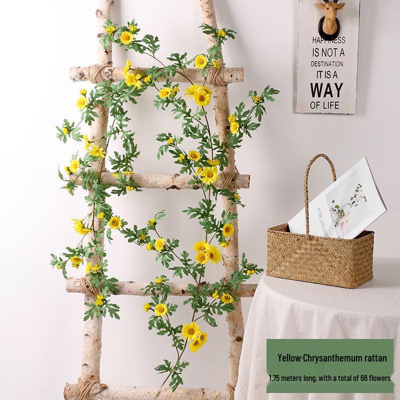 Daisy Vine Sunflower Artificial Flower for AC Pipe and Wall Decor, Wedding & Window Decoration