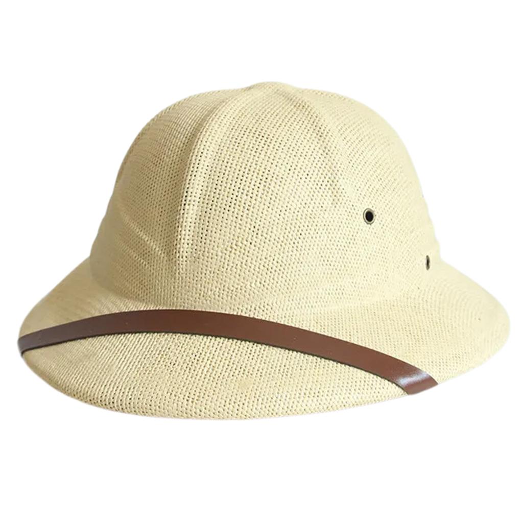 Handmade Straw Hat Sun Protective Bucket Hat with Ventilation Hole Beach Vacation Fisherman Hat Photography Headpiece
