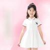 Girls' POLO Collar Dress, Summer Children's College Style Sweet Princess Dress, Big Girl Cartoon Dress