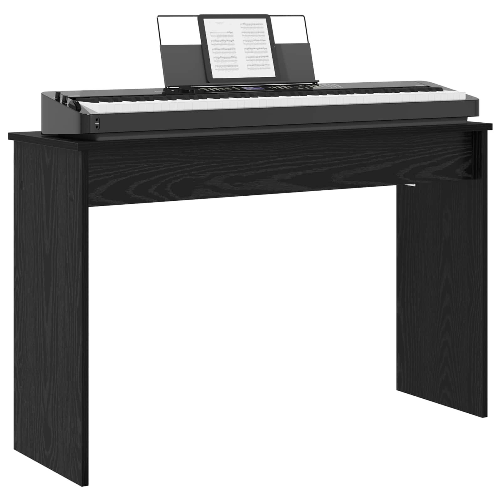 vidaXL - Keyboardstand - Zwart - Eiken - 100 - x - 32 - x - 64 - cm - Bewerkt - hout