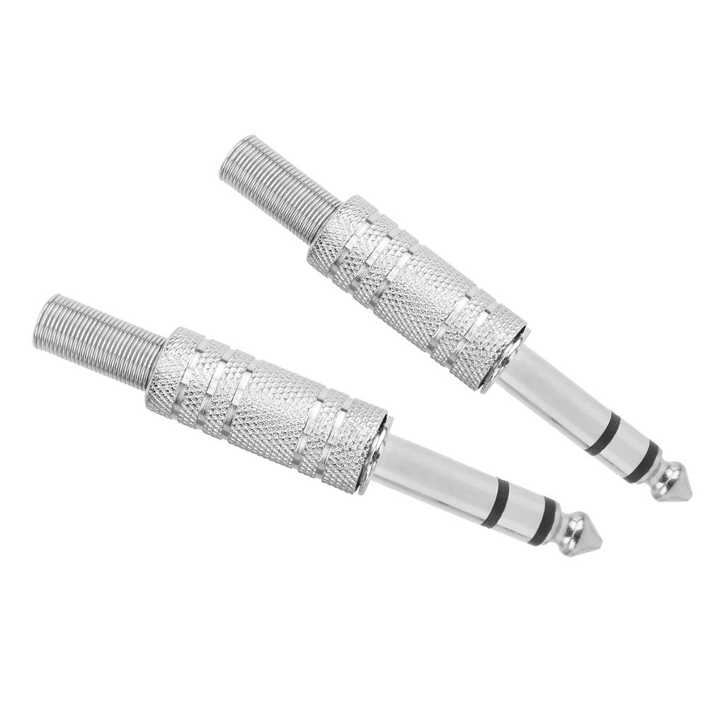 2Pcs Audio Adapter Male Coupler Joiner Guitar Earphone Straight Jack Plug In Connector 6.35mmStereo