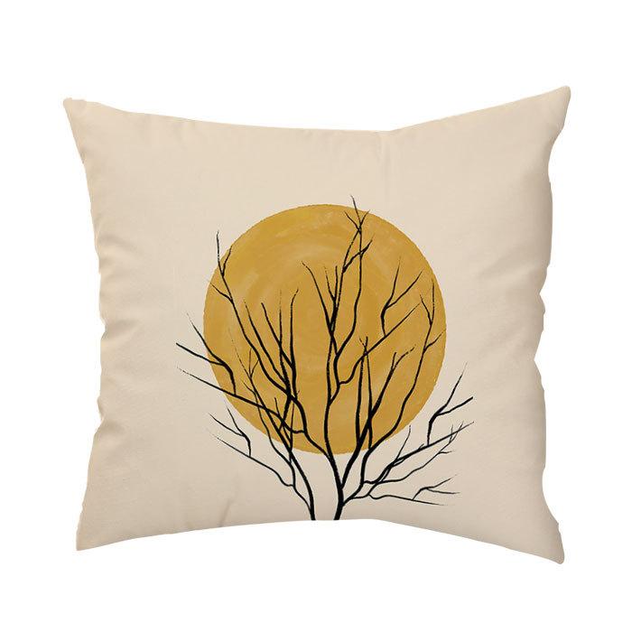 Simple Sunset Branch Landscape Pillow Short Plush Printed Pillow Case Sofa Backrest Decorative Backrest Cover