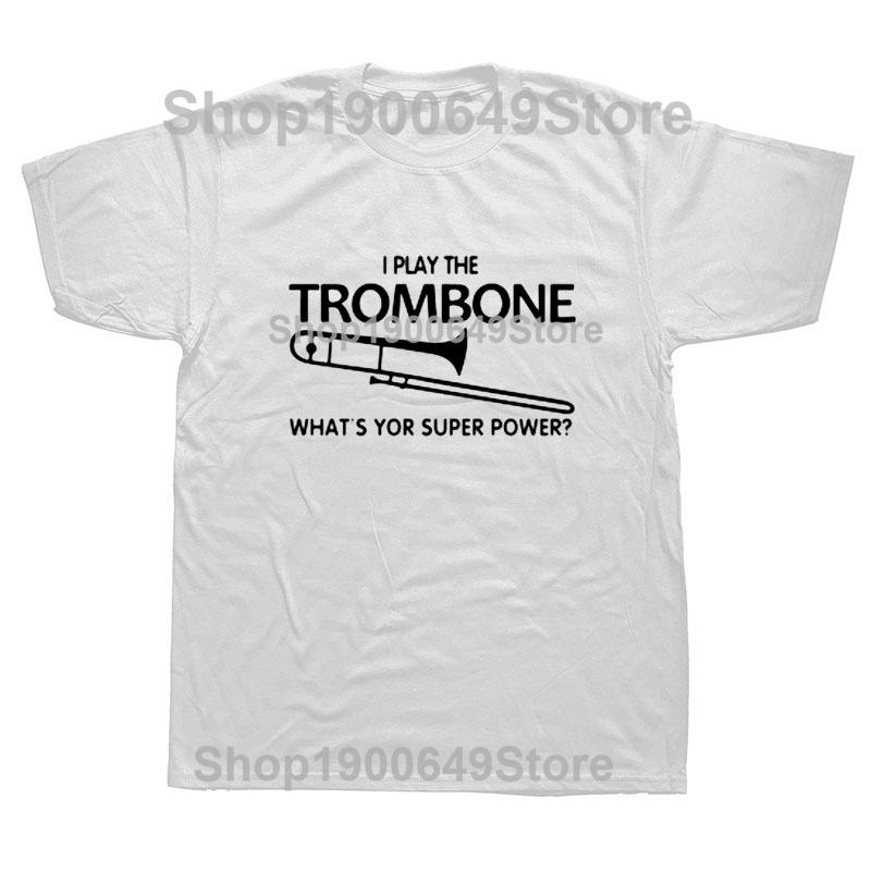 Summer I Play The Trombone Music Lover Trombone Heartbeat TShirt Men New Short Sleeve T Shirt Cotton Men Funny