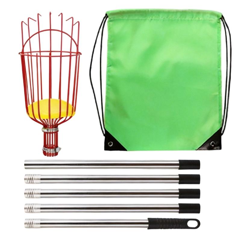 Fruit Picking with Basket, Apples Picking Tool Adjustable Rod Long Handle Avocados Grabber Tree Fruit Catcher for Harvesting