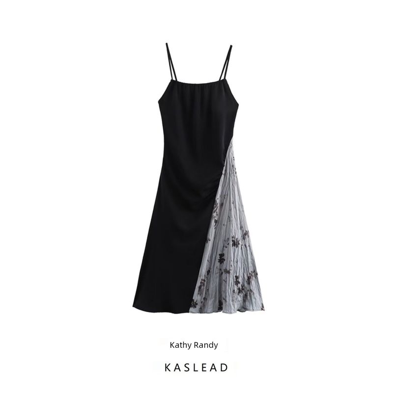Kaslead New Arrival Women's Clothing Fashion Style Fashion Casual Minimalist Splicing Sling Long Dress
