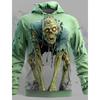 Men's Halloween Zombie 3D Printed Hoodie, Horror Graphic Pullover Sweatshirt, Long Sleeve Casual Clothing Festival Cosplay Tops