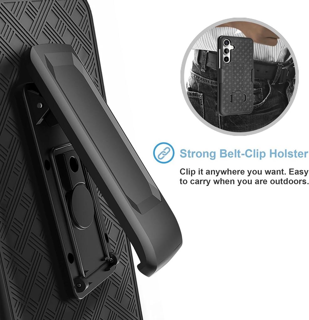 for Galaxy S24 Cover,Woven 2 in 1 Hybrid Hard Shell Holster Combo Case With Kickstand & Belt Clip For Samsung Galaxy S24+ Plus