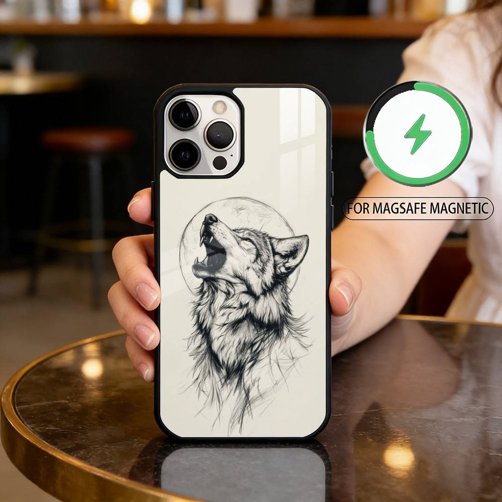 

W-Wolf A-Animals Cool Magnetic For Magsafe Wireless Charging Phone Case For iPhone17,16,15,14,13,12,11 Plus,Pro Max iPhone17Promax