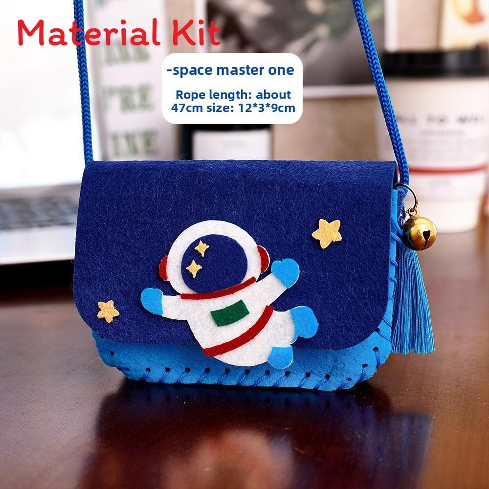 Children Handmade Cartoon Pattern Non Woven Fabric Crossbody Bag Material Set For Kids Handmade Gift