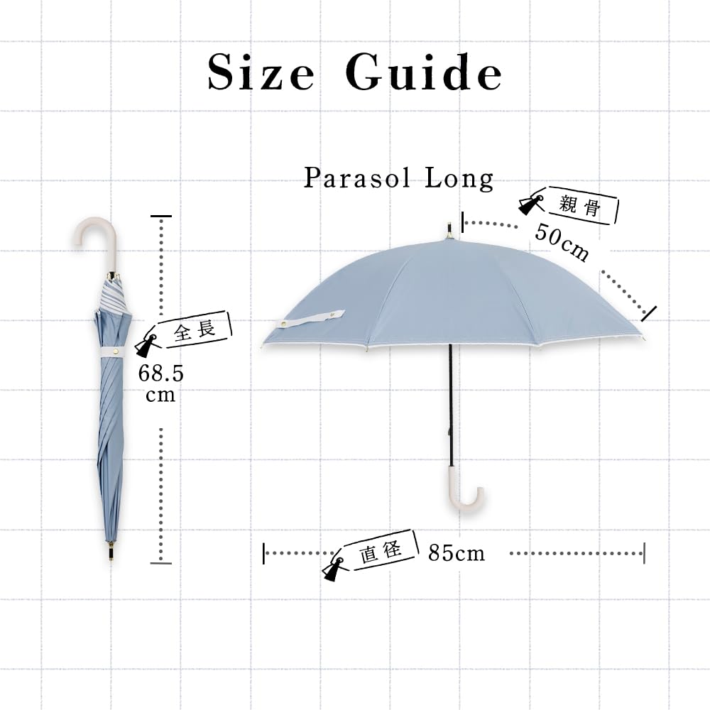 Ogawa Long Light Blocking Over of UV Navy Suitable for Sun and Simple Hem Perfect Gift for or any Special LINEDROPS 57425 Women's Parasol, Rate 99%