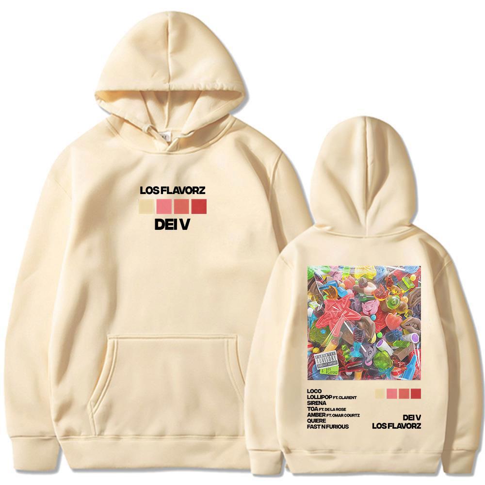 Rapper Dei V LOS FLAVORZ 2025 Album Grafik Hoodies Herren Damen Kleidung Hip Hop Pop Musik Langarm Sweatshirt Komfort Pullover