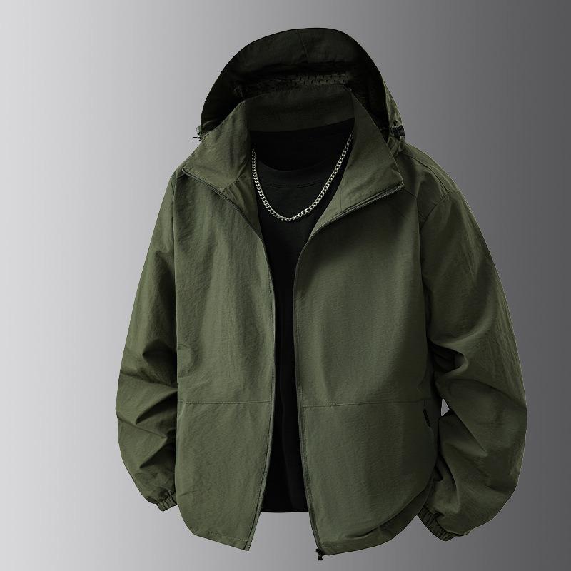 New autumn and winter sunscreen clothing stand-up collar jacket men's jacket men's casual hooded trendy casual versatile jacket