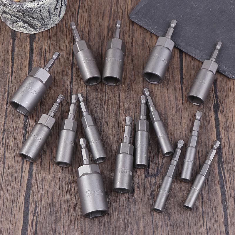 10/15Pcs Length Deepen Impact Socket Adapter 5.5-19Mm Power Nut Driver Socket Set 1/4-Inch Screwdriver Key Head Hand Tool Set