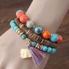 Neue Damenmode Holzperlen Armbänder Boho Kleiner Elefant Charme Armbänder Set Vintage Stil Schmuck
