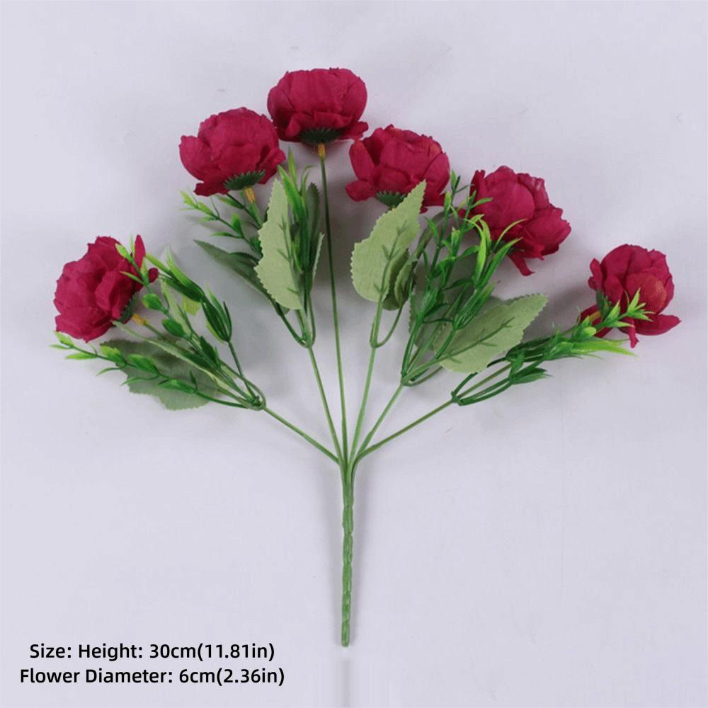 6 Heads Peony Artificial Flower Multicolor Silk Petals Fake Flower Big Size Floral Arrangement Simulation Peony Flower