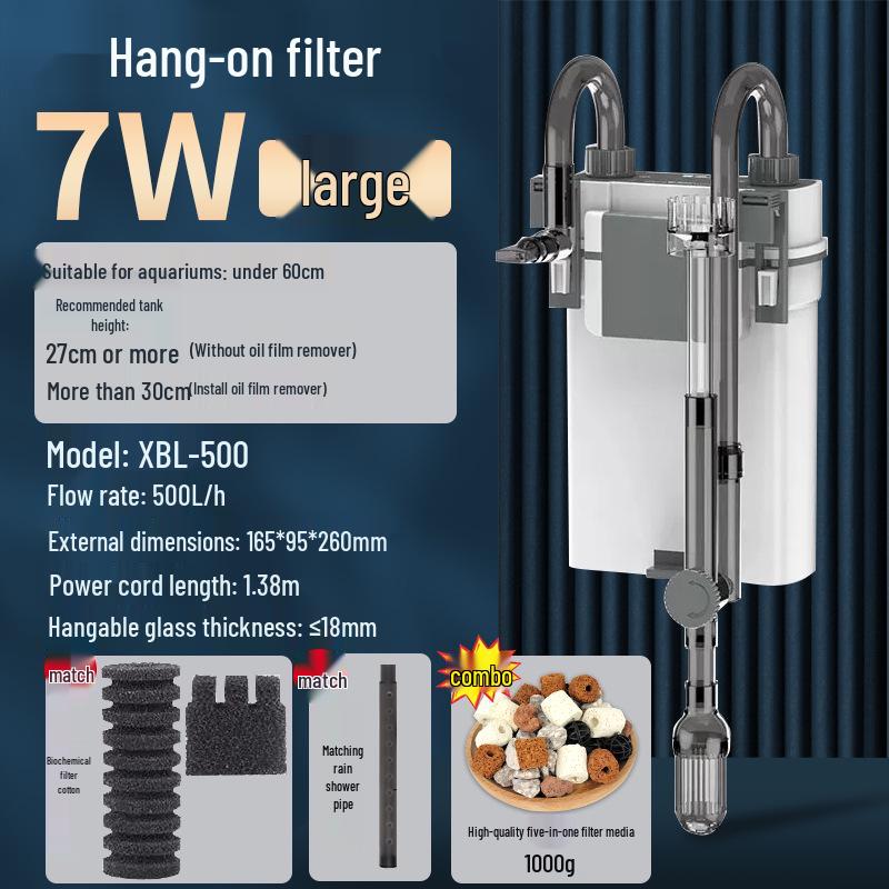 Wall-Mounted Silent Aquarium Filter with Oil Film Removal & Water Circulation System