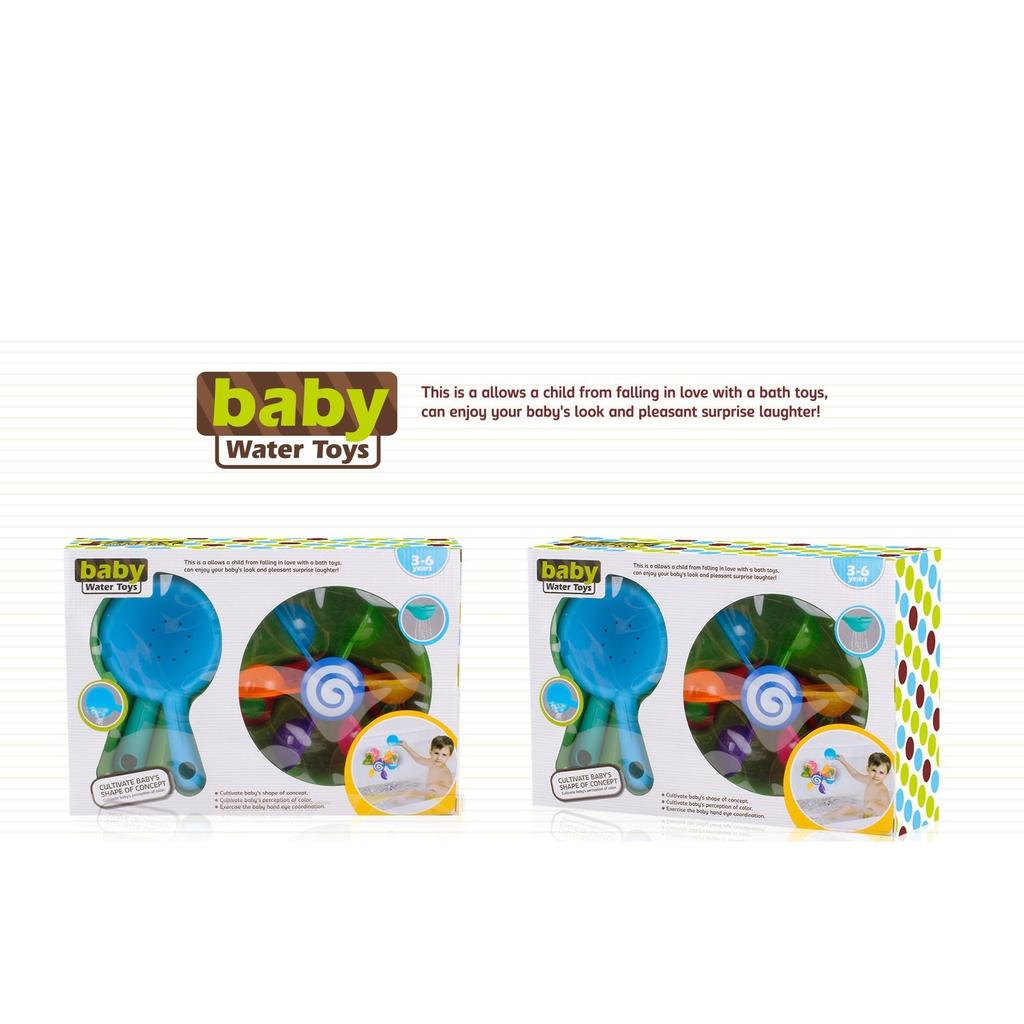 Baby Bath Toy Set,Bath Toy Set with 2 Spoons and Suction Cup,Water Toy Baby Colorful Water Wheels Water Toy Baby, Water Toy Bathing Fun for Girls Boys