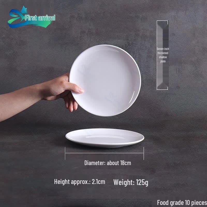 Renzhida A5 Melamine Shallow Round Serving Plates 7 inch (18cm)