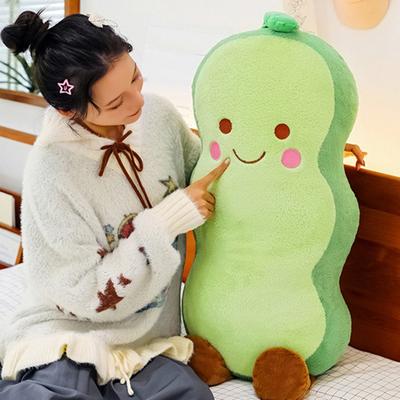 Smiling Pea Body Pillow Soft Plush Cushion for Adults Kids Funny Vegetable Hugging Pillow for Home Relaxation And Sleep