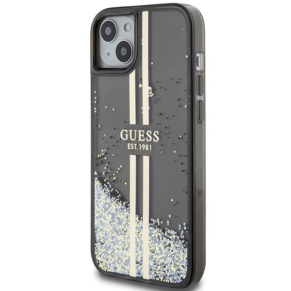 Guess Guhcp15Mlfcsegk Iphone 15 Plus / 14 Plus 6.7 Czarny/Black Hardcase Liquid Glitter Gold Stripes
