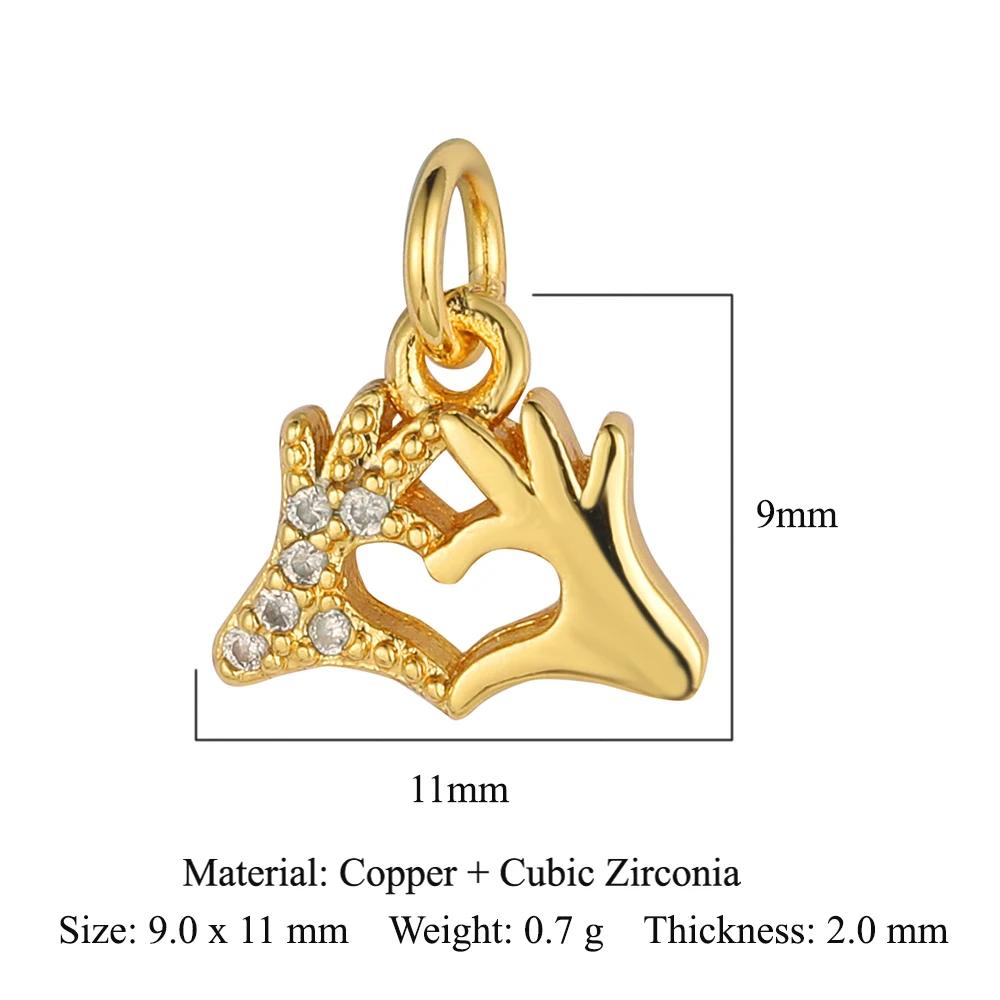 Trendy Brass Cubic Zirconia Life Tree Crown Charm Women Fish Paw Cow Pendant DIY Jewelry Bracelet Earring