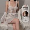 Women's Lace Ruched Padded Cami Sleep Dress with Robe Lounge Set