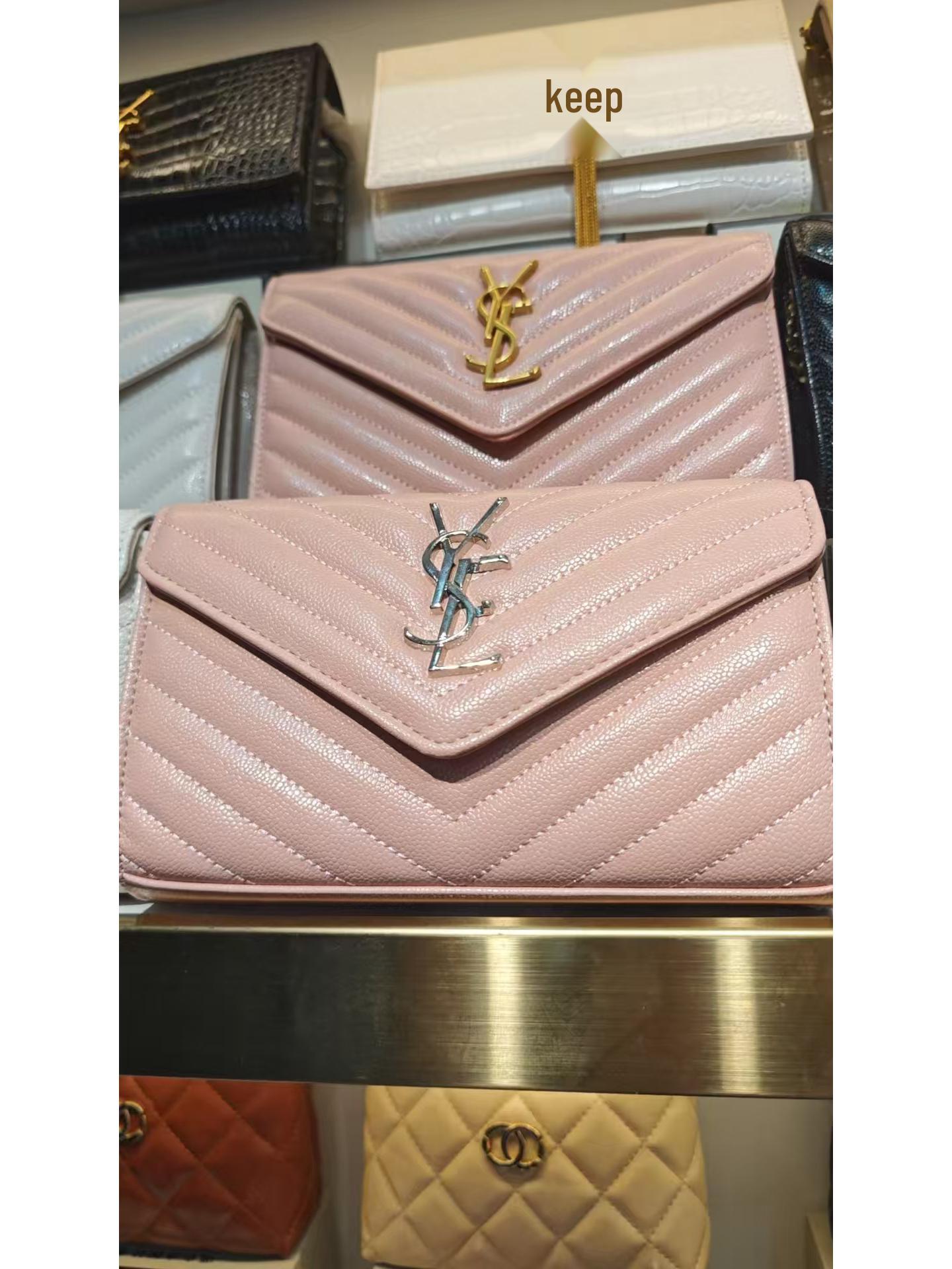 

Removable Logo DIY Genuine Leather Caviar Chain Bag - Versatile High-End Crossbody Underarm Bag for Women 22.5*13*7