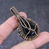 Carved Ammolite Gemstone Handmade Copper Wire Wrap Jewelry Pendant 2.2" q4R39