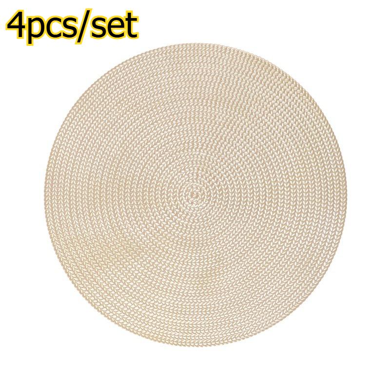 4pcs/set PVC Round Non-Slip Heat-Resistant Placemat European Style Table Decor Mat for Dining Table Protection & Decoration L золотой
