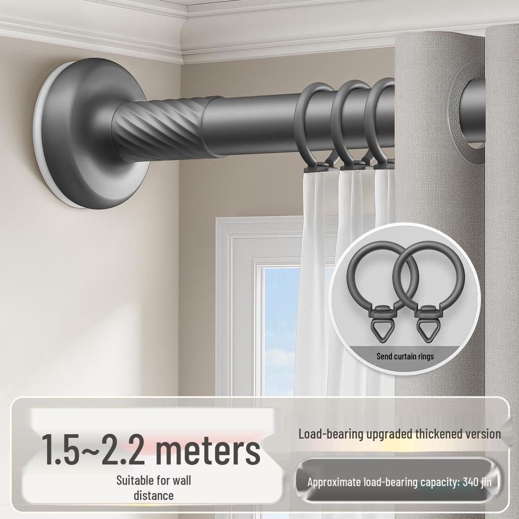 Silent Curtain Track with Punch-Free Installation - Balcony Side & Top Mount Slide Rail with Pulley and Hook Guide.