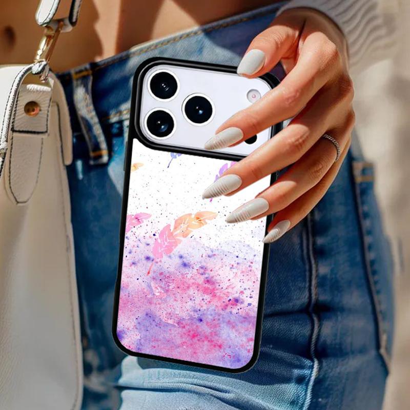 Aquarell Feder Muster Design Handyhülle Für iPhone 17 Air 14 15 13 12 Max Hülle Für Apple 16e 11 Pro Max Plus Coque