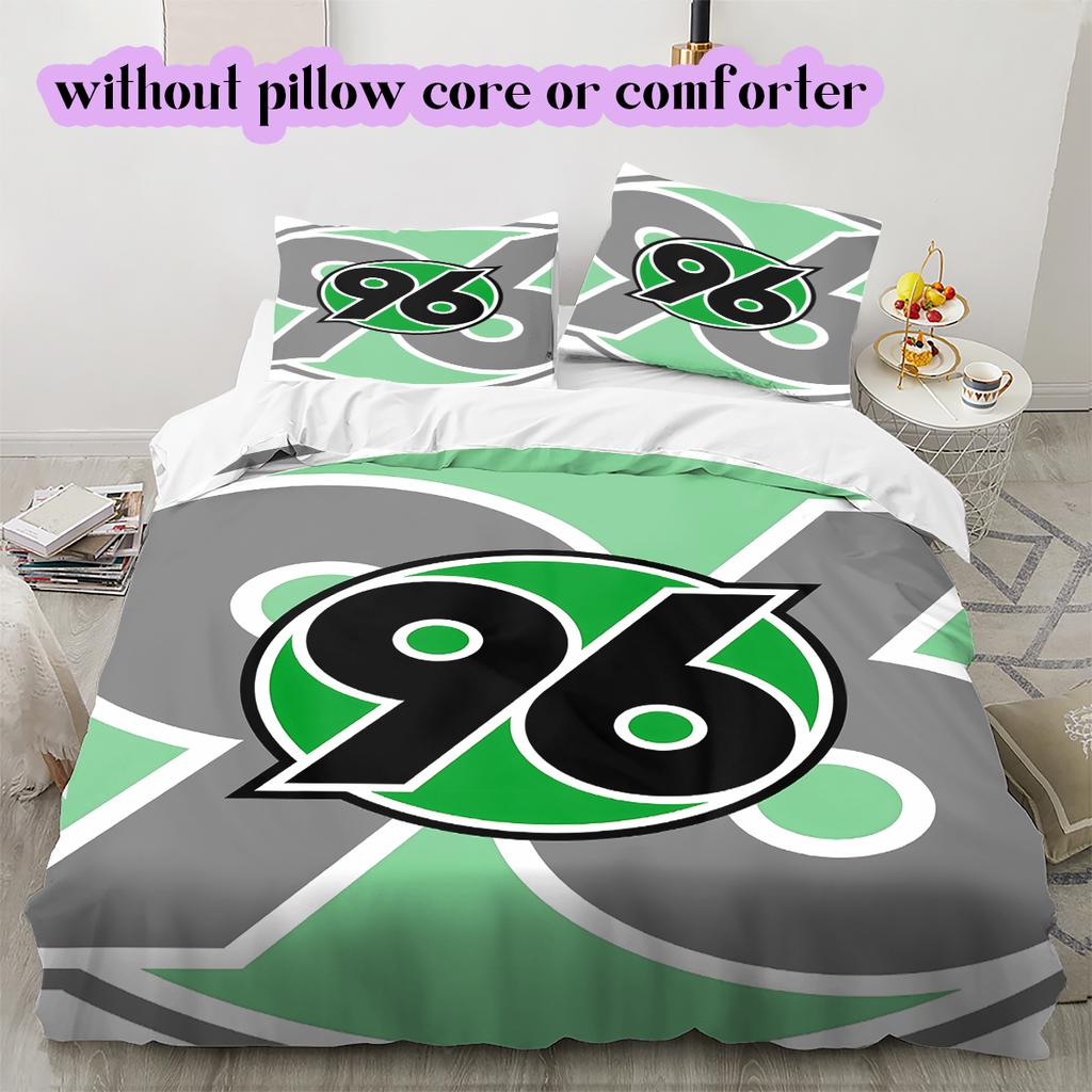Hannover 96 Pattern Bedding Quilt Set Quilt Cover Pillowcase Home Decoration Birthday Gift (1 * Duvet Cover + 2 * Pillowcase, Without Core)