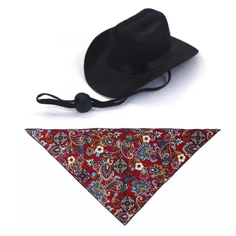 Pet cat denim hat headwear mini denim dog hat triangle scarf combo