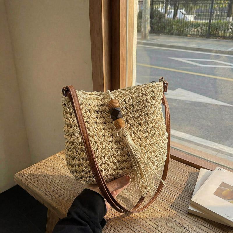 Straw Bag Women's Beach Shoulder Bag Crossbody Bag Large Capacity Women's Bag