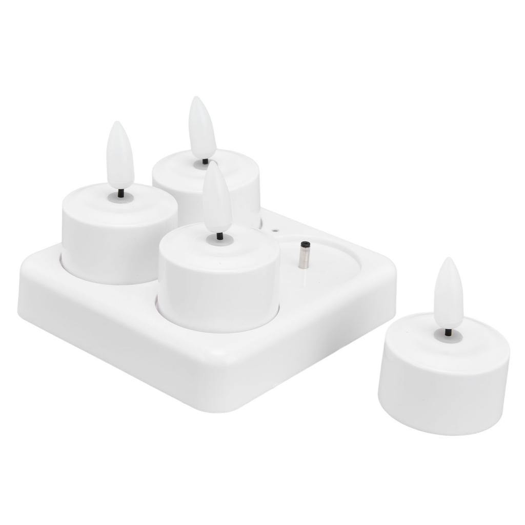 LED Flickering Flameless Candles Yellow Tea Light with Charging Base for Parties Weddings