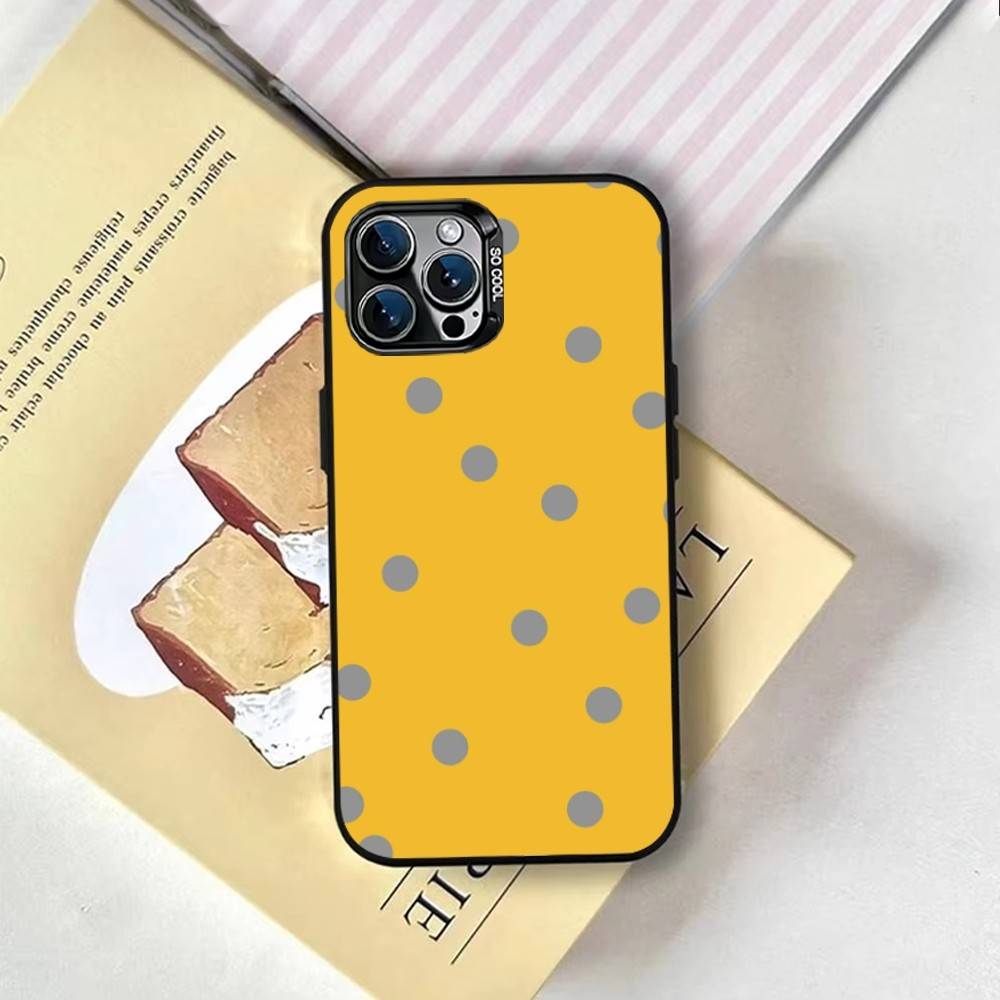Simple Solid Color Polka Dot Phone Case For iPhone 17,16,15,14,13,12,11 Plus,Pro Max,XS,Colored Silver Plated Inside Cover iPhone14Pro