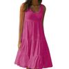 IHUASU Fashion Summer Spring Solid Color Print Sleeveless U-Neck Casual Dresses