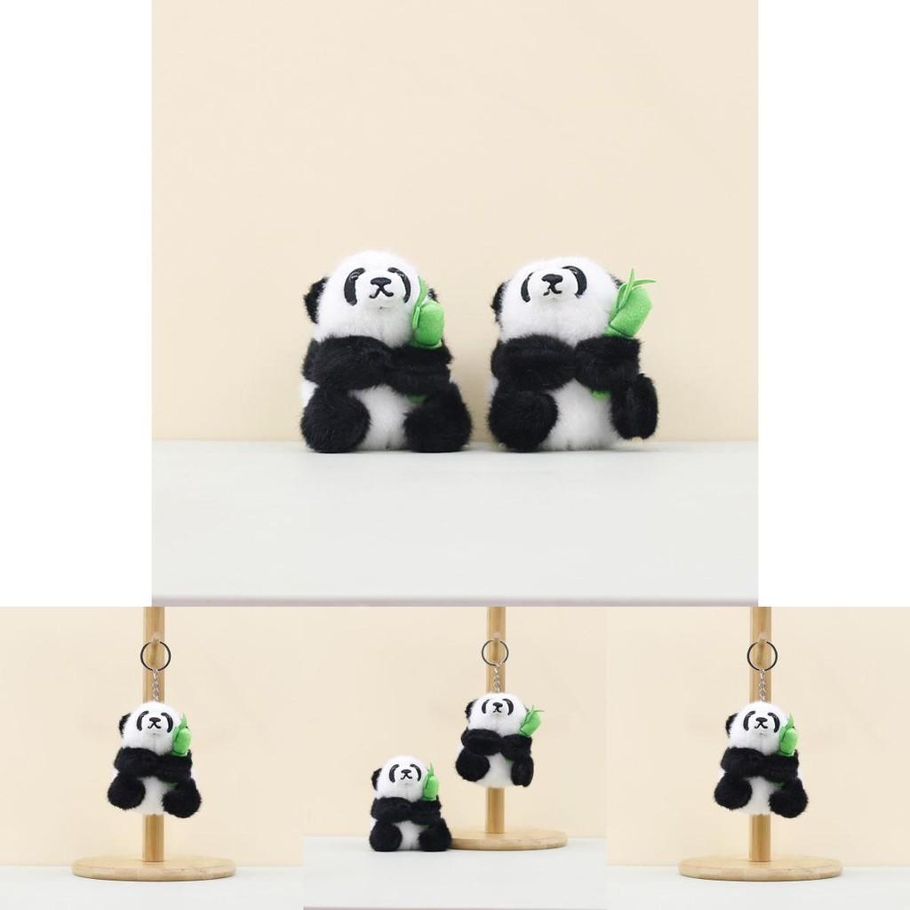 Cute Bamboo Panda Plush Toy Keychain Adorable Stuffed Animal Doll For Bags