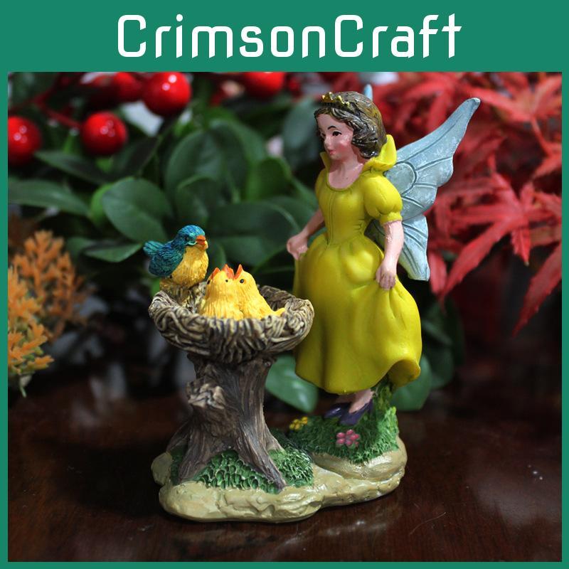 Fairy Resin Flower Ornament With Bird And Floral Details For Gifts Events
