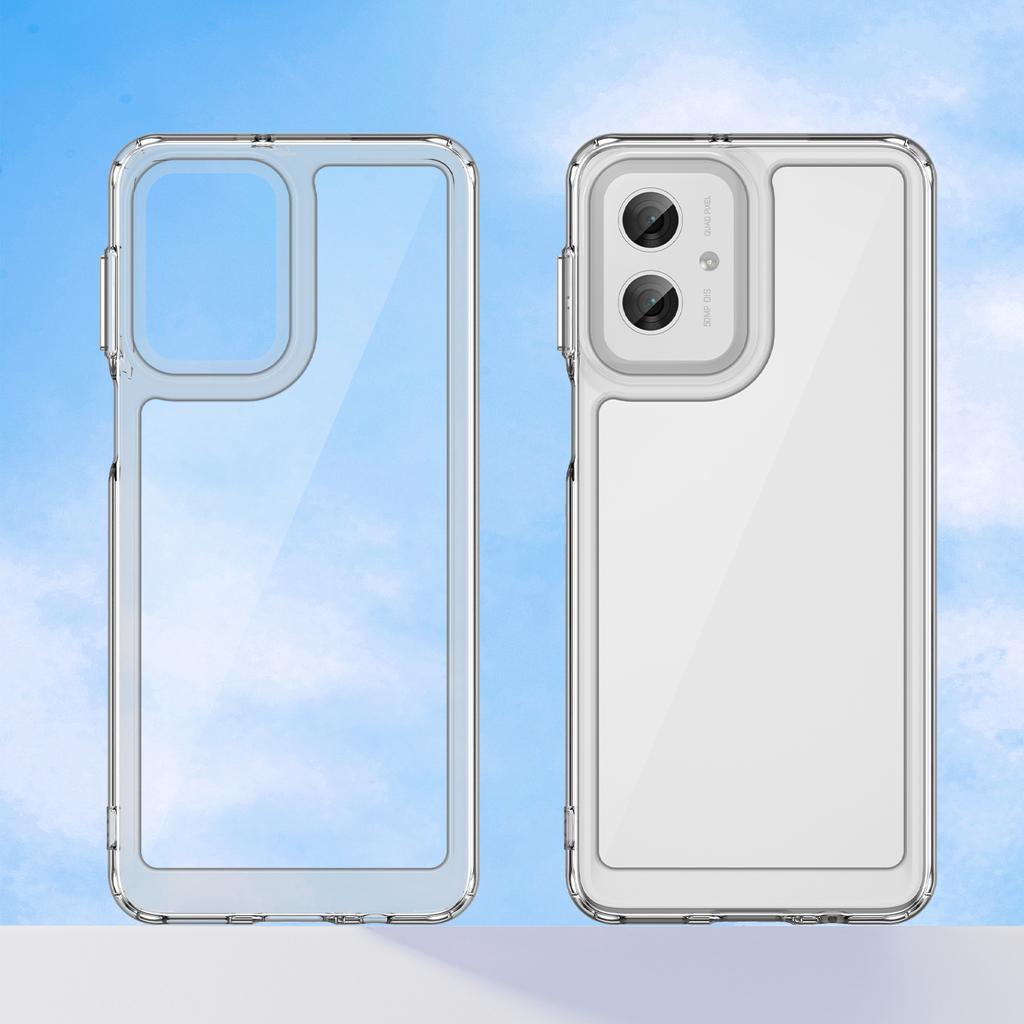 WANLONFENG MF Series for Motorola Moto G55 5G Case TPU+Acrylic Clear Phone Cover with Tempered Glass Film
