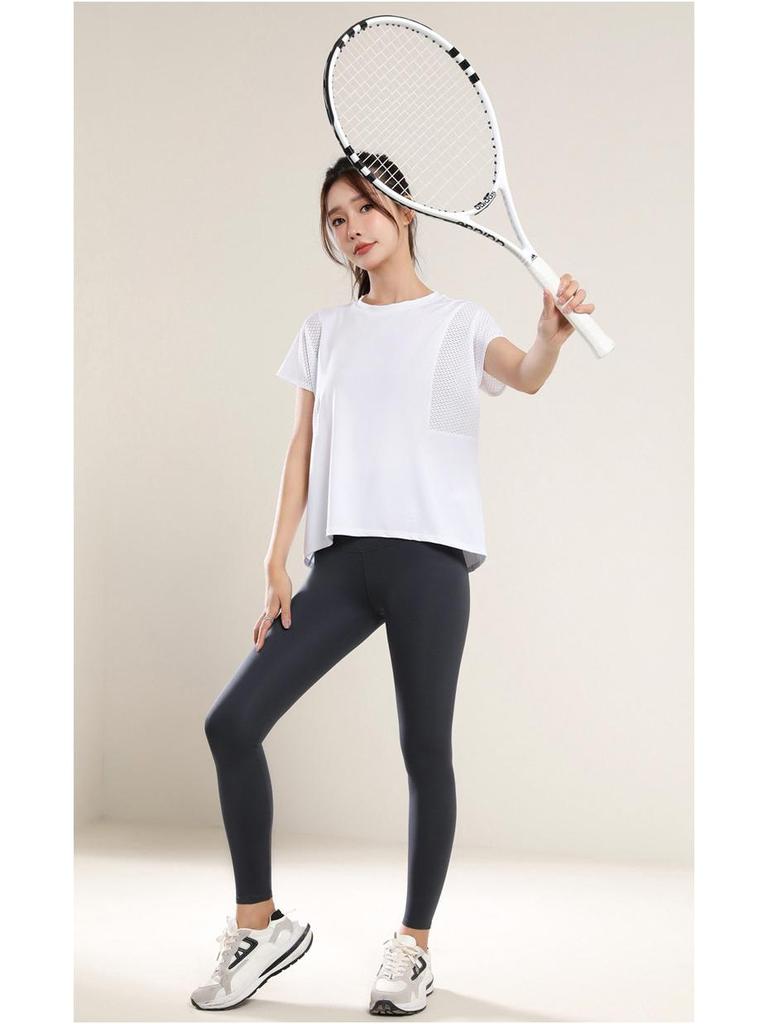 Women's Versatile Slimming Mesh Yoga T-Shirt: Loose, Casual, Short Sleeve Summer Fitness Top