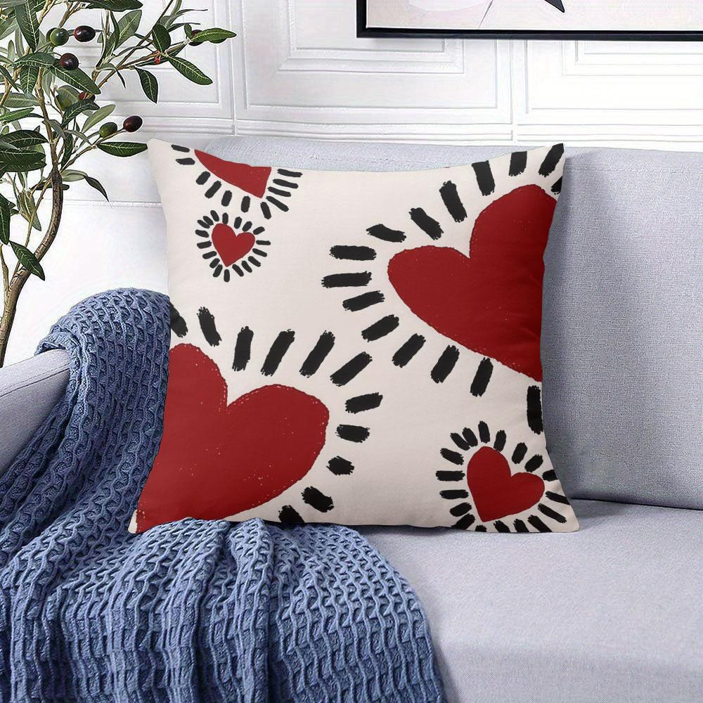 Illustration Love Square Jacquard Pillow Cover for Sofa Office Waist Cushion Cover Home Decorative Pillowcase