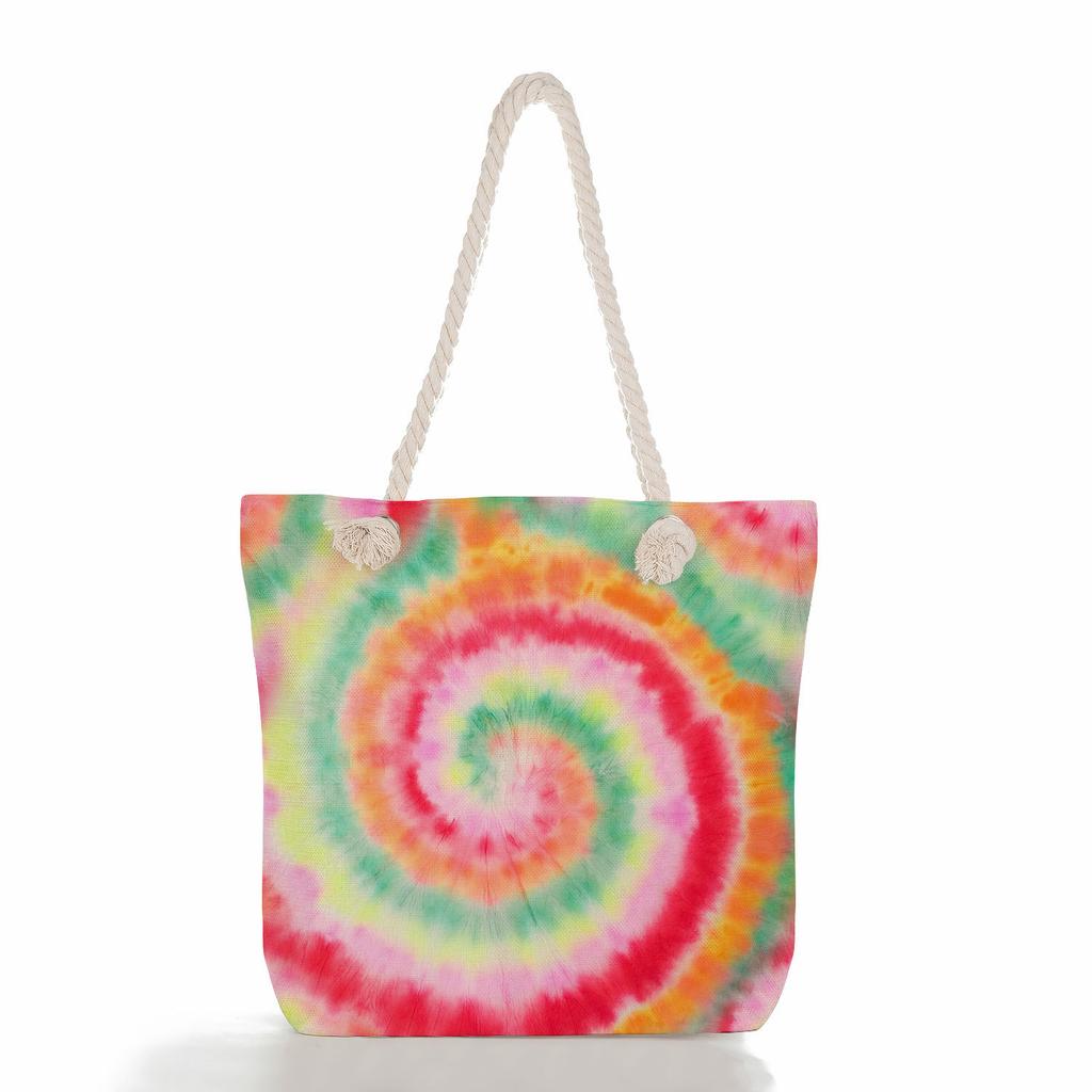 Colorful Print Thick Rope Single-shoulder Beach Bag 7208