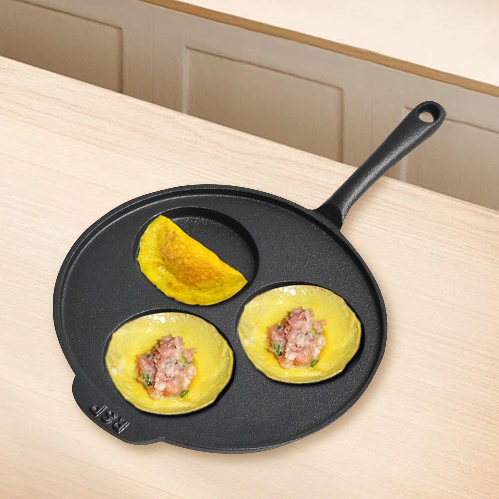 Cast Iron Pancake Pan Nonstick 3-Cup Skillet 9 Inch Frying Pan for Gas Stove Induction Cookware