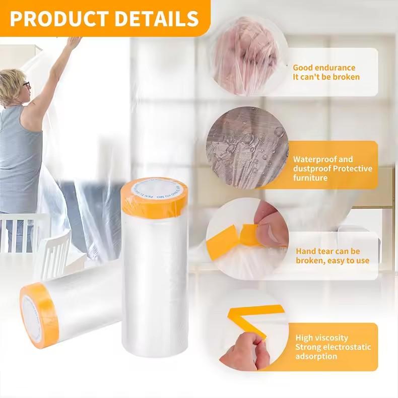 55/110CM 2M Washi PE Dustproof Film Self-Adhesive Plastic Masking Film Car Beauty Repair Masking Film Decor Wall Paint Cover