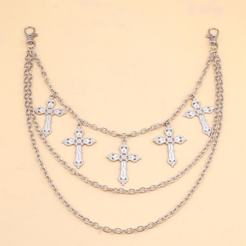 Multi-layer Hip Hop Punk Chain for Jeans Trousers Crosses Pendant Skirt