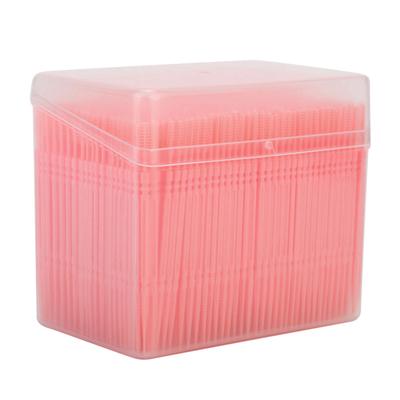 1100 Stück Doppelkopf-Zahnstocher zur Zahnreinigung und Mundpflege (Rosa)