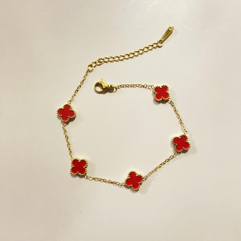 Lite Blomst Mini Armbånd Firkløver 9mm Ny Titanstål Fem-blomst Liten Utsøkt Enkelt High-end Damearmbånd