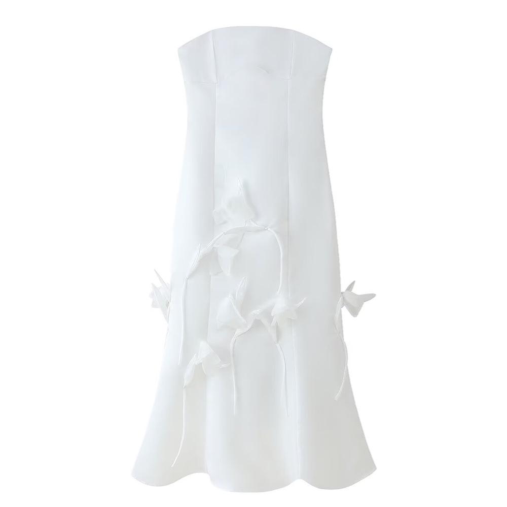 

Весна/Лето 2025 Женское платье без бретелей: Элегантный дизайн, стройнящий талию, с 3D цветочными акцентами Extra Small белый