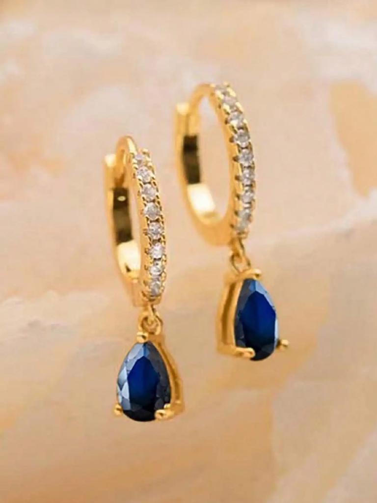 Copper Colorful Zircon Simple Fashion Water Drop Hoop Earring For Women Dating Partyt High Quality Fine Jewelry